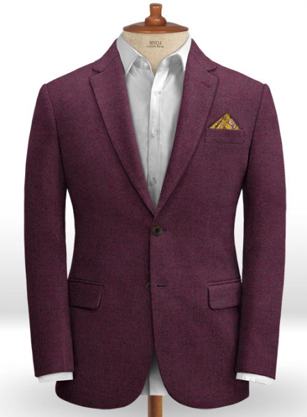 Wine Herringbone Tweed Jacket