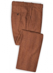 Italian Wide Herringbone Russet Tweed Pants