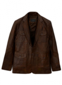 Spanish Brown Leather Blazer - # 716 - 40 Short