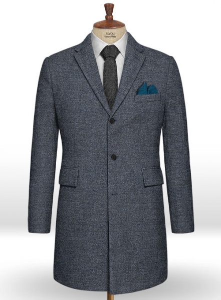 Indigo Blue Tweed Overcoat