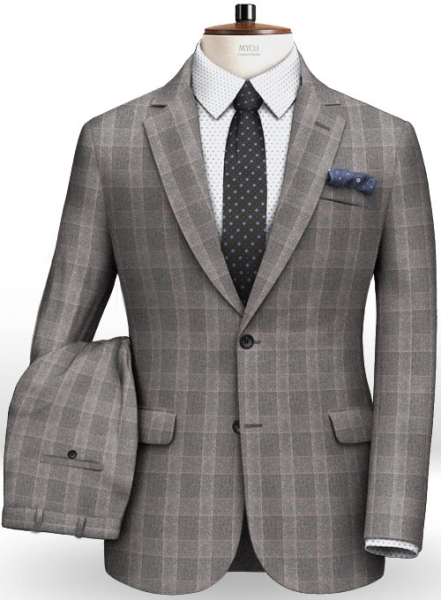 Gray Mont Checks Flannel Wool Suit