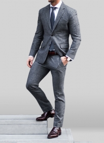 Light Weight Slubby Blue Tweed Suit