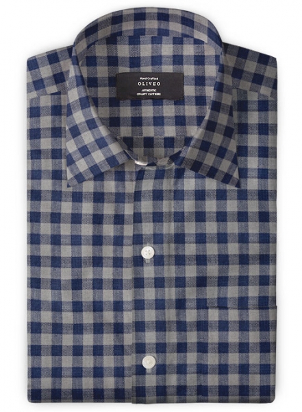 Roman Castle Blue Linen Shirt - Full Sleeves