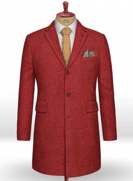 Melange Titan Red Tweed Overcoat