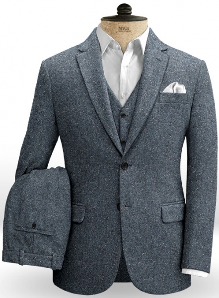 Arc Blue Herringbone Flecks Donegal Tweed Suit