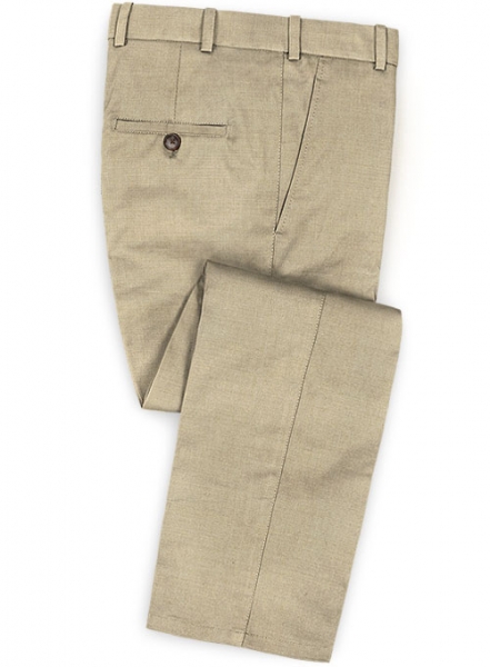 Lux Beige Cotton Wool Stretch Pants