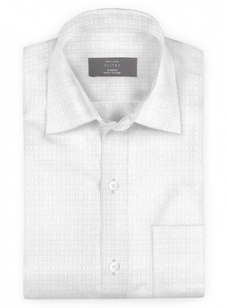 White Self Blocks Shirt - Full Sleeves