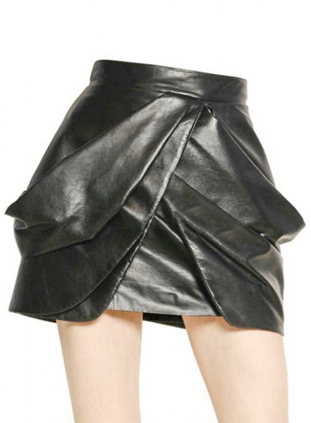 French Drape Flare Leather Skirt - # 438