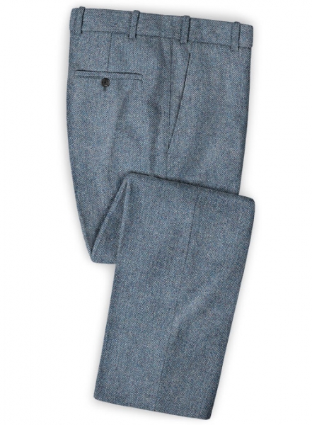 Vintage Herringbone Blue Tweed Pants