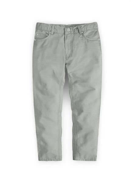 Kids Light Gray Feather Cotton Canvas Stretch Jeans