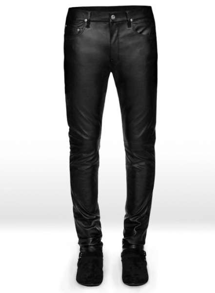 Black Stretch Leather Jeans