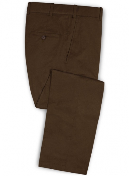 Brown Feather Cotton Canvas Stretch Pants