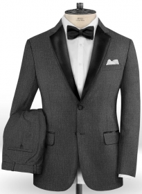 Napolean Sharkskin Charcoal Wool Tuxedo Suit