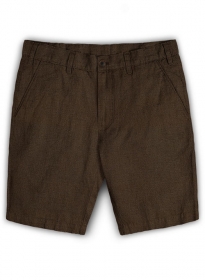 Safari Brown Cotton Linen Shorts