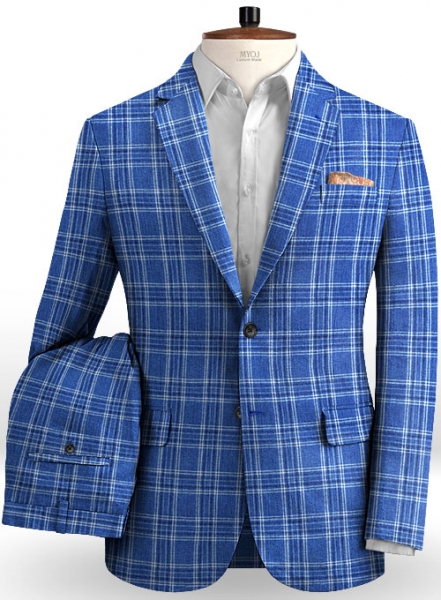 Solbiati Blue Square Linen Suit