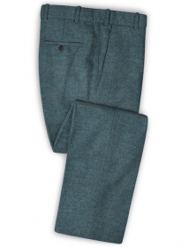 Teal Blue Herringbone Tweed Pants