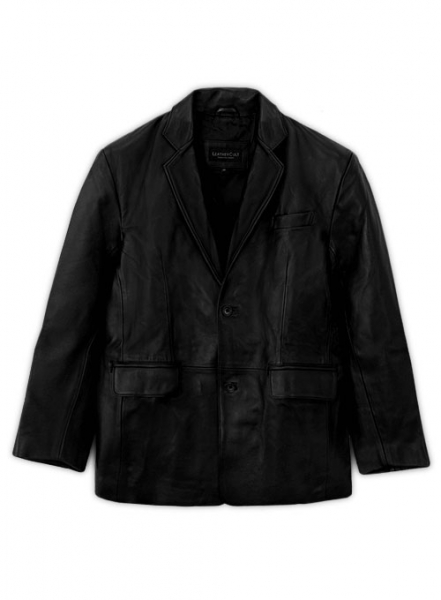 Black Leather Blazer - 44 Regular
