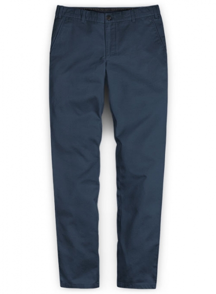 Royal Blue Feather Cotton Canvas Stretch Chino Pants