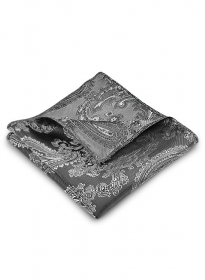 Paisley Pocket Square - Silver