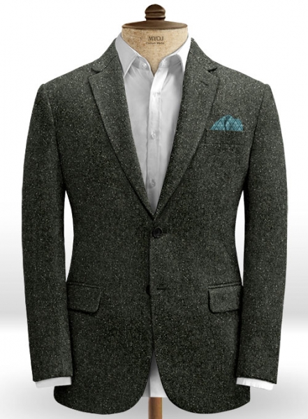 Dark Olive Flecks Donegal Tweed Jacket