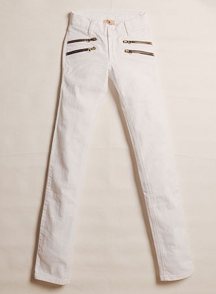 Twiggy Double Zipper White Stretch Jeans