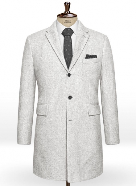 Rope Weave Light Gray Tweed Overcoat