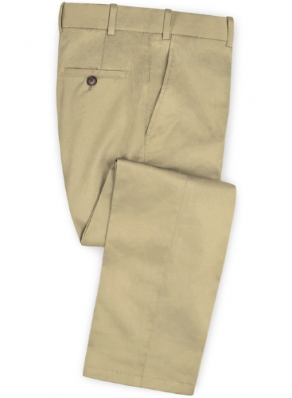 Beige Feather Cotton Canvas Stretch Pants