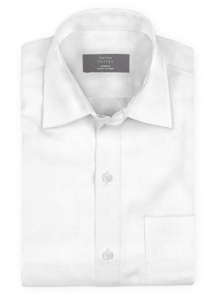 White Herringbone Cotton Shirt - Full Sleeves