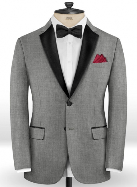 Napolean Worsted Light Gray Wool Tuxedo Jacket