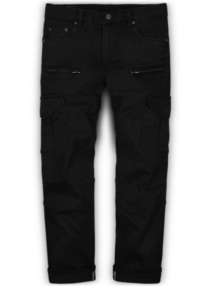 Black Body Hugger Stretch Cargo Jeans - Look #229
