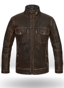 Tribal Rubbed Brown Leather Jacket