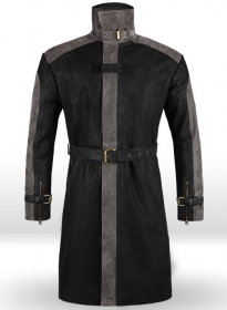 Distressed Black Aiden Pearce Watch Dog Leather Trench Coat