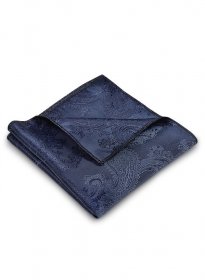 Paisley Pocket Square - Dark Blue