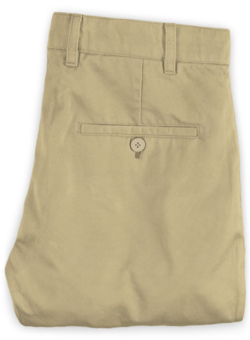 Beige Feather Cotton Canvas Stretch Chino Pants