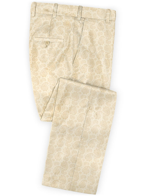 Big Paisley Beige Wool Pants