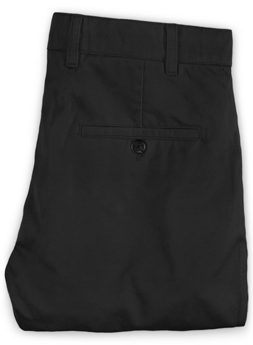 Black Feather Cotton Canvas Stretch Chino Pants - Click Image to Close