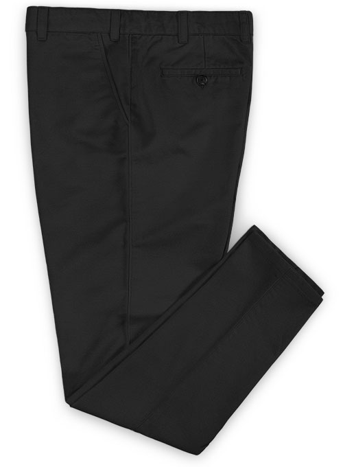 Black Feather Cotton Canvas Stretch Chino Pants