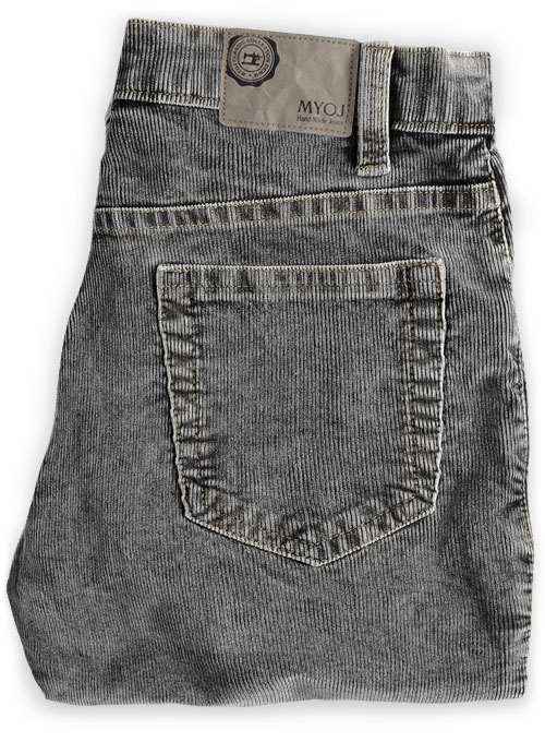 Slate Black Corduroy Stretch Jeans - Blast Wash - Click Image to Close