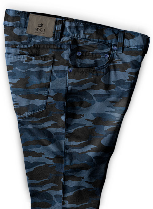 Blue Stretch Camo Jeans - Click Image to Close