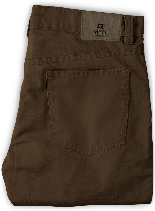 Brown Feather Cotton Canvas Stretch Jeans