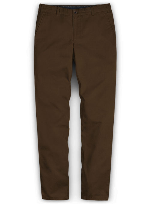 Brown Feather Cotton Canvas Stretch Chino Pants