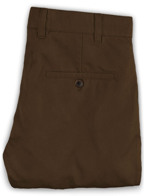 Brown Feather Cotton Canvas Stretch Chino Pants - Click Image to Close
