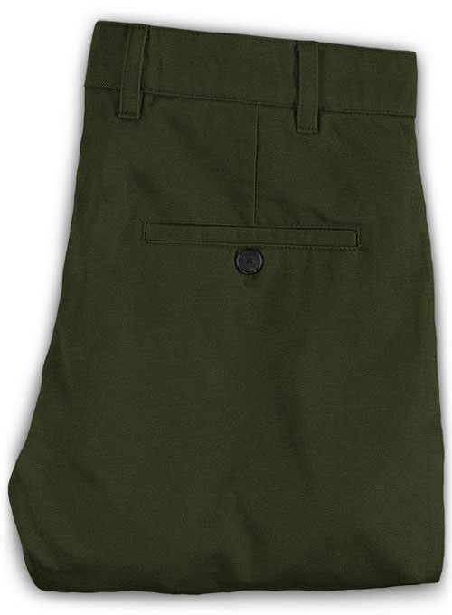 Dark Olive Green Chinos - Click Image to Close