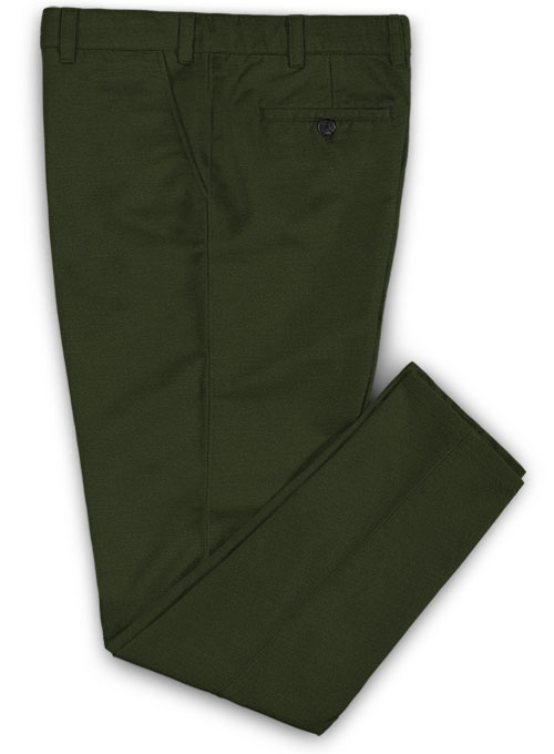 Dark Olive Green Chinos - Click Image to Close