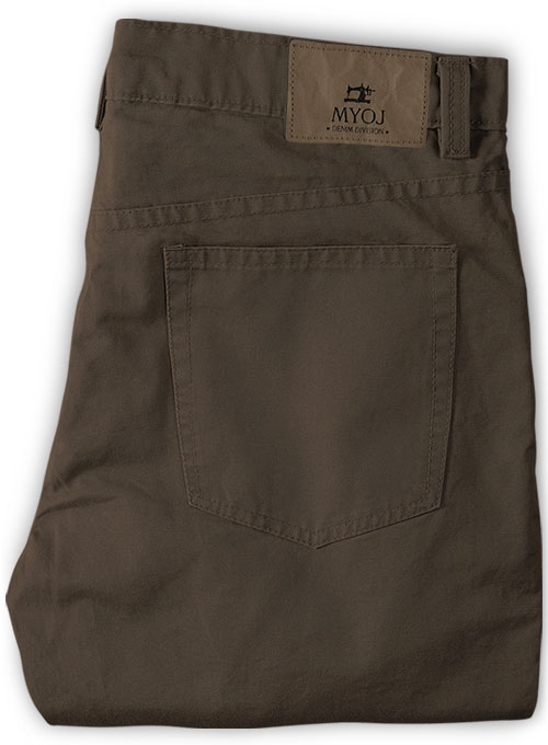 Dark Brown Stretch Chino Jeans - Click Image to Close