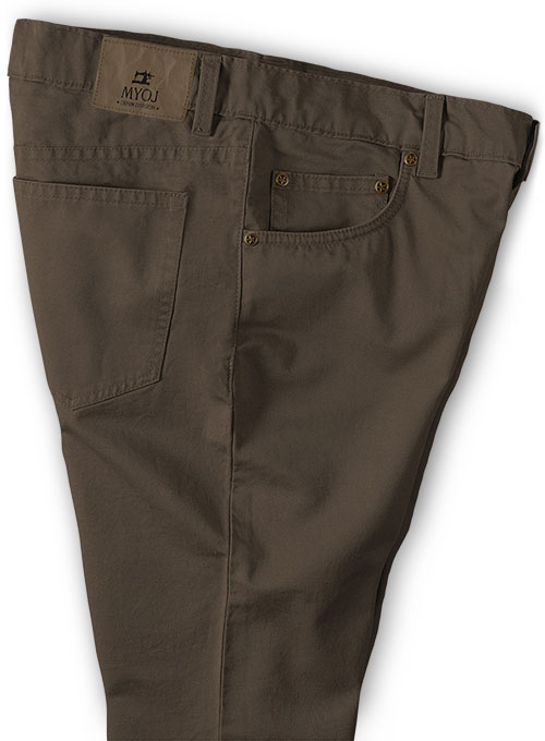 Dark Brown Stretch Chino Jeans - Click Image to Close