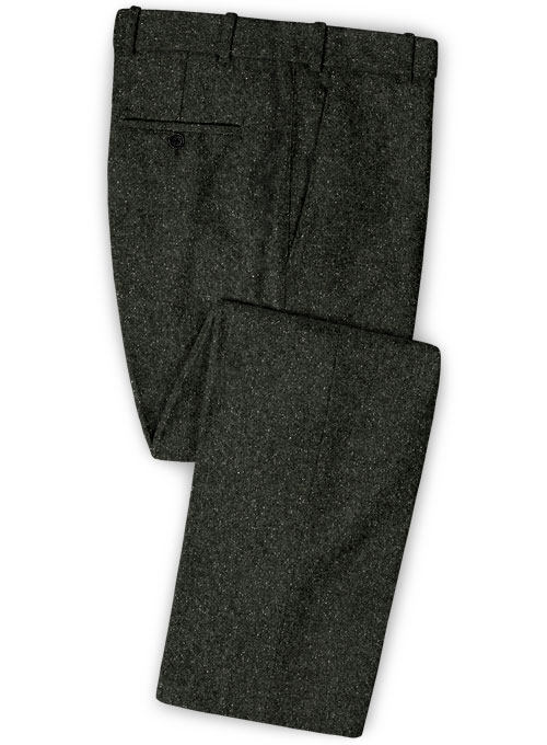 Dark Olive Flecks Donegal Tweed Pants