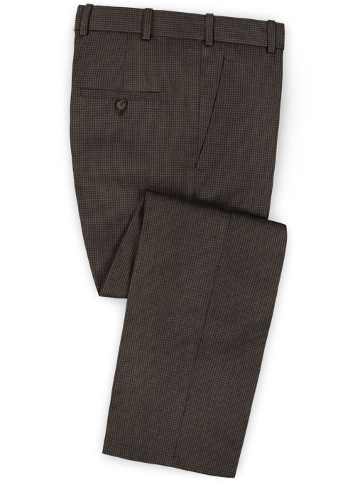 Dogtooth Wool Brown Pants