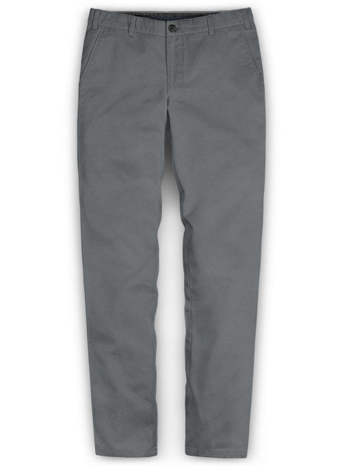 Gray Feather Cotton Canvas Stretch Chino Pants