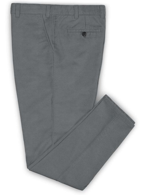 Gray Feather Cotton Canvas Stretch Chino Pants - Click Image to Close